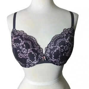 Maidenform Pink & Purple Lace Push Up Bra Size 34D